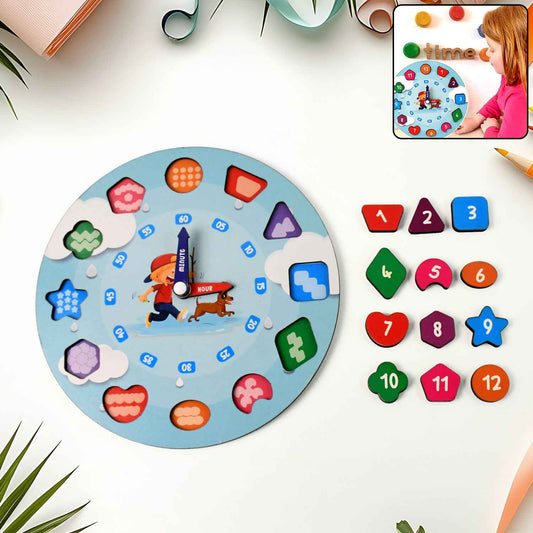 Aditi Wooden Educational Learning Clock Toy With Movable Hands