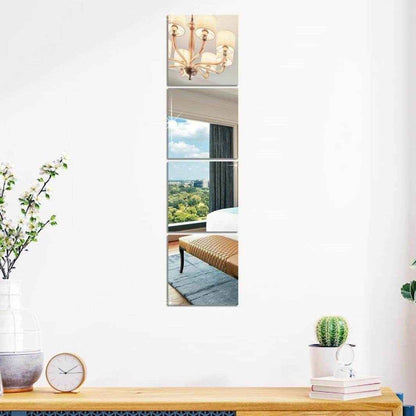 4 Big Square Silver 3D Acrylic Mirror Wall Sticker - Best Deals at BeSh Deals®