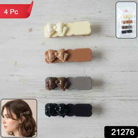 Elegant Bow Design Hair Clips Set (4 Pc)