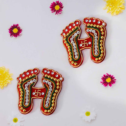 Decorative Laxmi Charan Paduka Sticker Set (Pack Of 2 Pc)