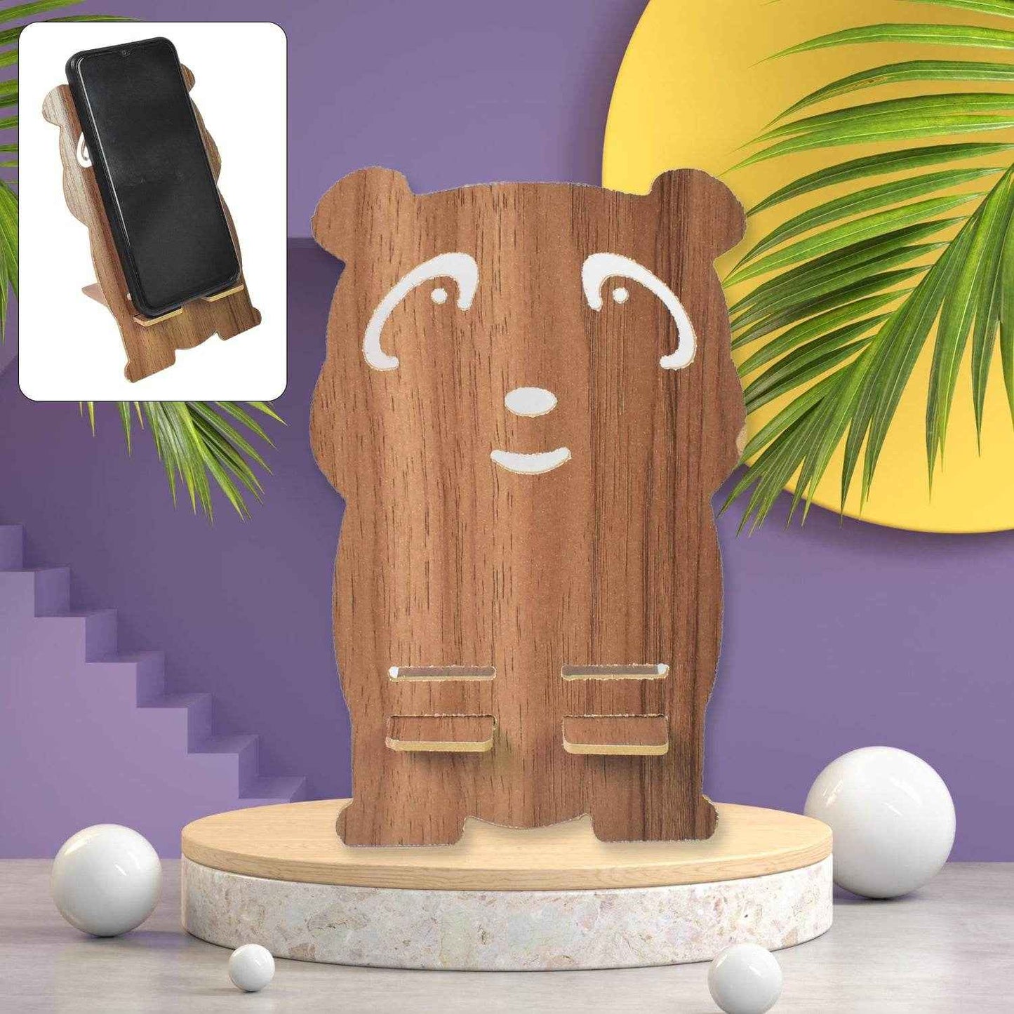 Wooden Cartoon Shape Design Mobile Stand  (1 Pc) - Best Deals at BeSh Deals®