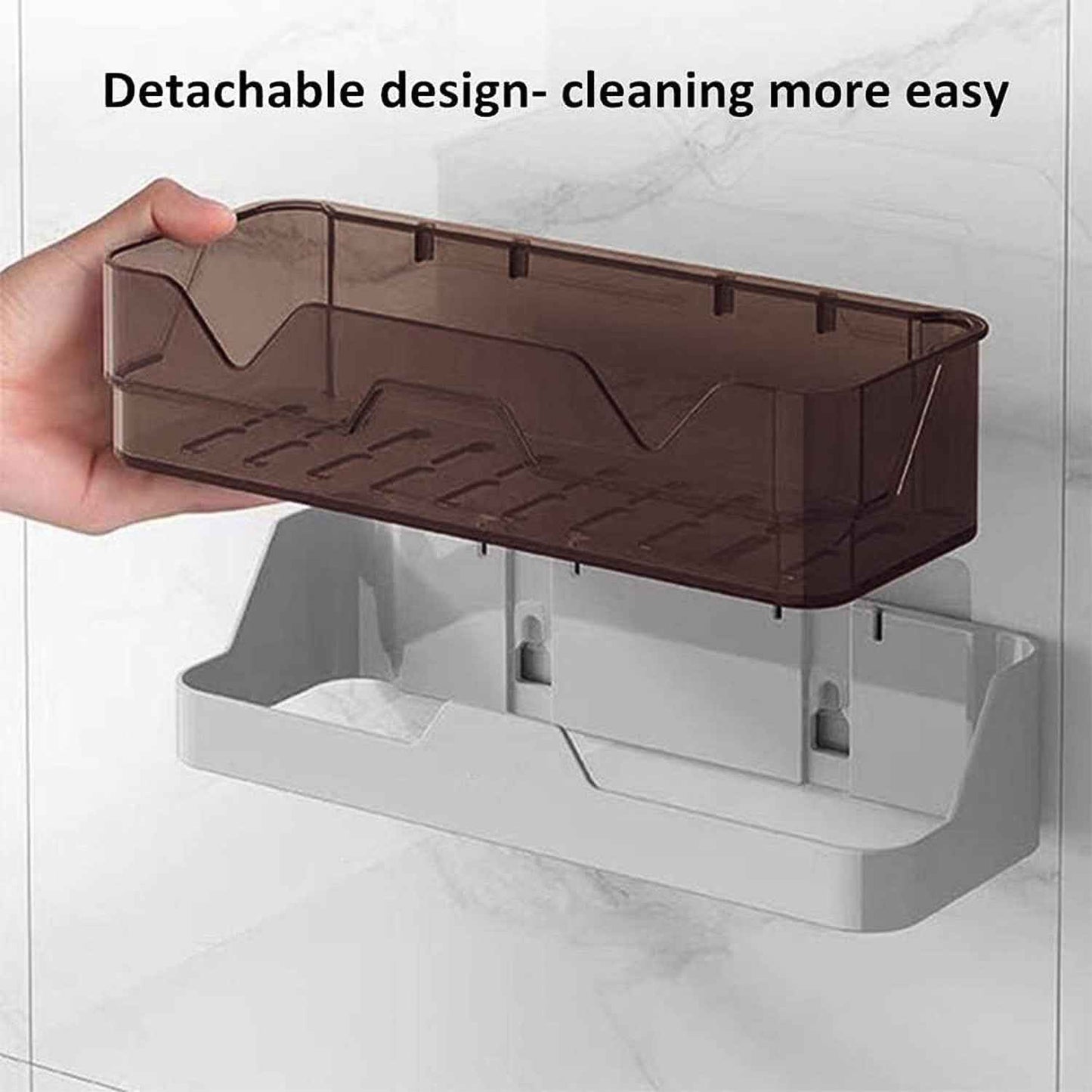Wall Mounted Self Adhesive Plastic Storage Shelf (1 Pc)