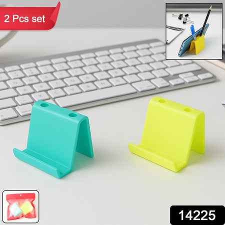 Multifunctional Plastic Mobile Phone Stand  Pen Holder (2 Pc  Mix Color)