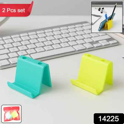 Multifunctional Plastic Mobile Phone Stand  Pen Holder (2 Pc  Mix Color)