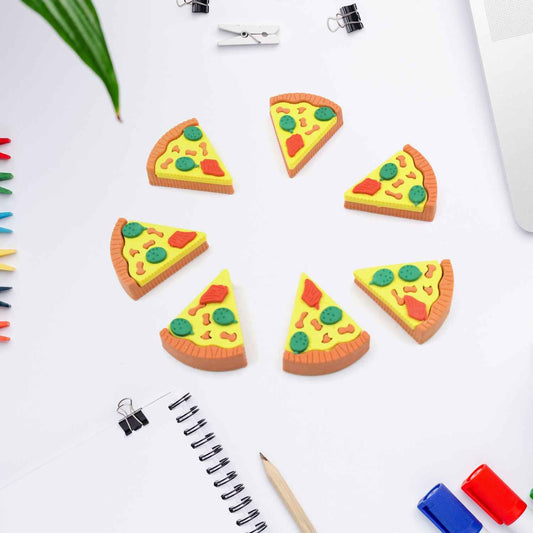 4347 3d Pizza Slices Kids Favourite Food Eraser Pizza 7 Slice Eraser For Kids Adults Fast Food Lover Stationary Kit Fancy  Stylish Colorful Erasers For Return Gift Birthday Party School Prize