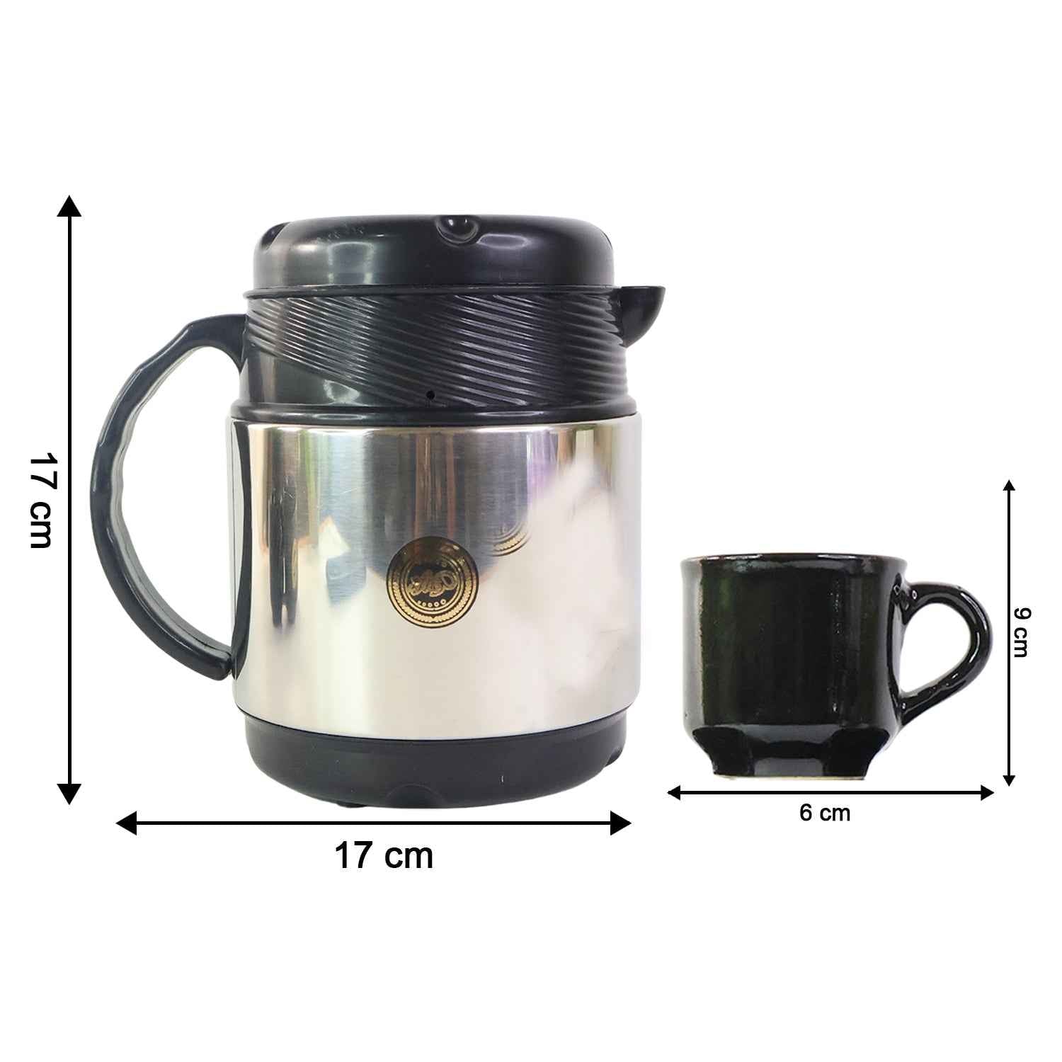 Tea And Coffee Thermos Flask And 6 Ceramic Cups (1 Set)