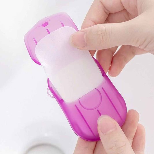 Portable Easy Carry Travel Paper Soap Sheet With Mini Box (20 Sheets In A Pack Approx  Mix Color)