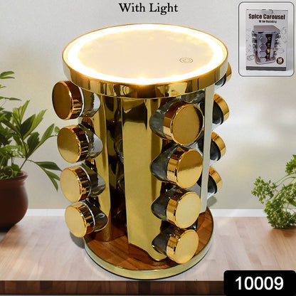 10009 Led Spice Rack Organizer Rotating Spice Rack With Free 16 Seasoning Jars Revolving Tower Organizer Stainless Steel For Kitchen Storage (Golden  16 Pc  Moq - 6 Pc) - Best Deals at BeSh Deals®