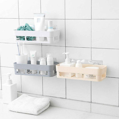 4029 Abs Plastic Shower Corner Caddy Basket Shelf Rack With Wall Mounted Suction Cup For Bathroom Kitchen