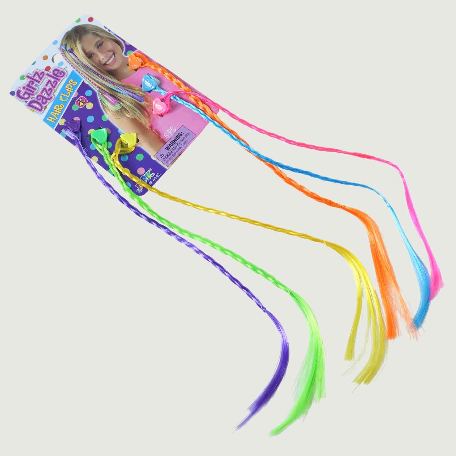 Colourful Braided Hair Extension Streaks For Girls  Kids (6 Pc)
