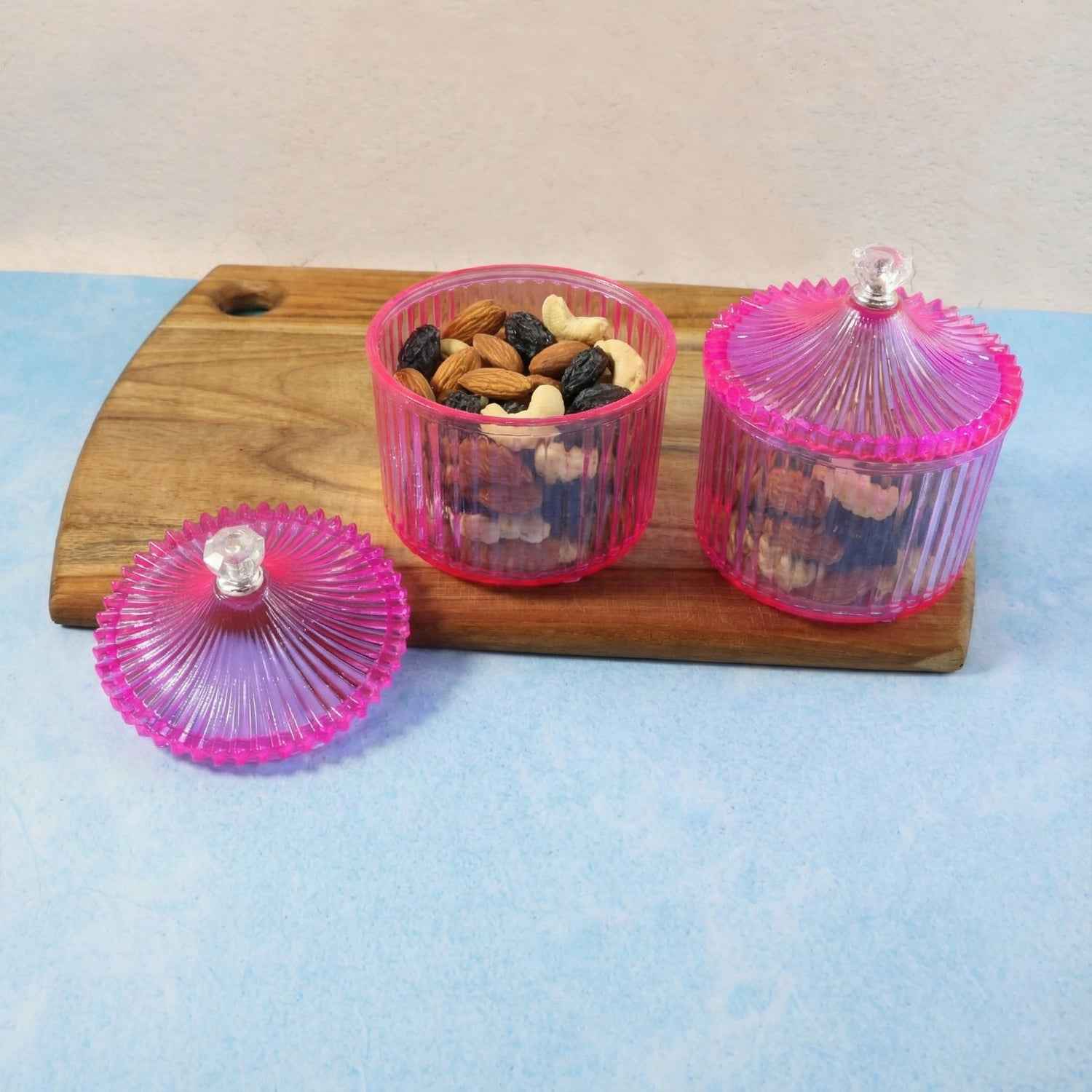 Plastic Luxury Transparent Dry Fruit Storage Jars  (2 Pc)