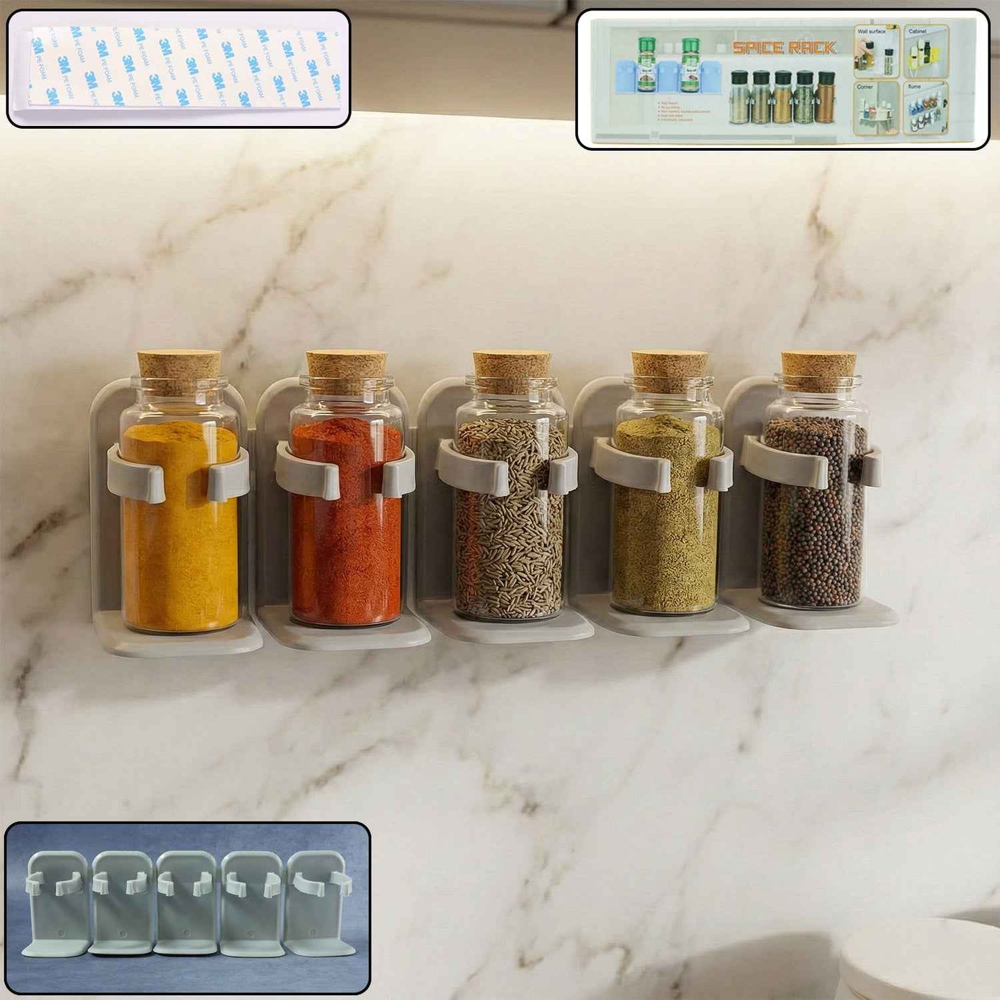 Wall-mounted Adjustable Spice Rack Organizer (1 Pc)