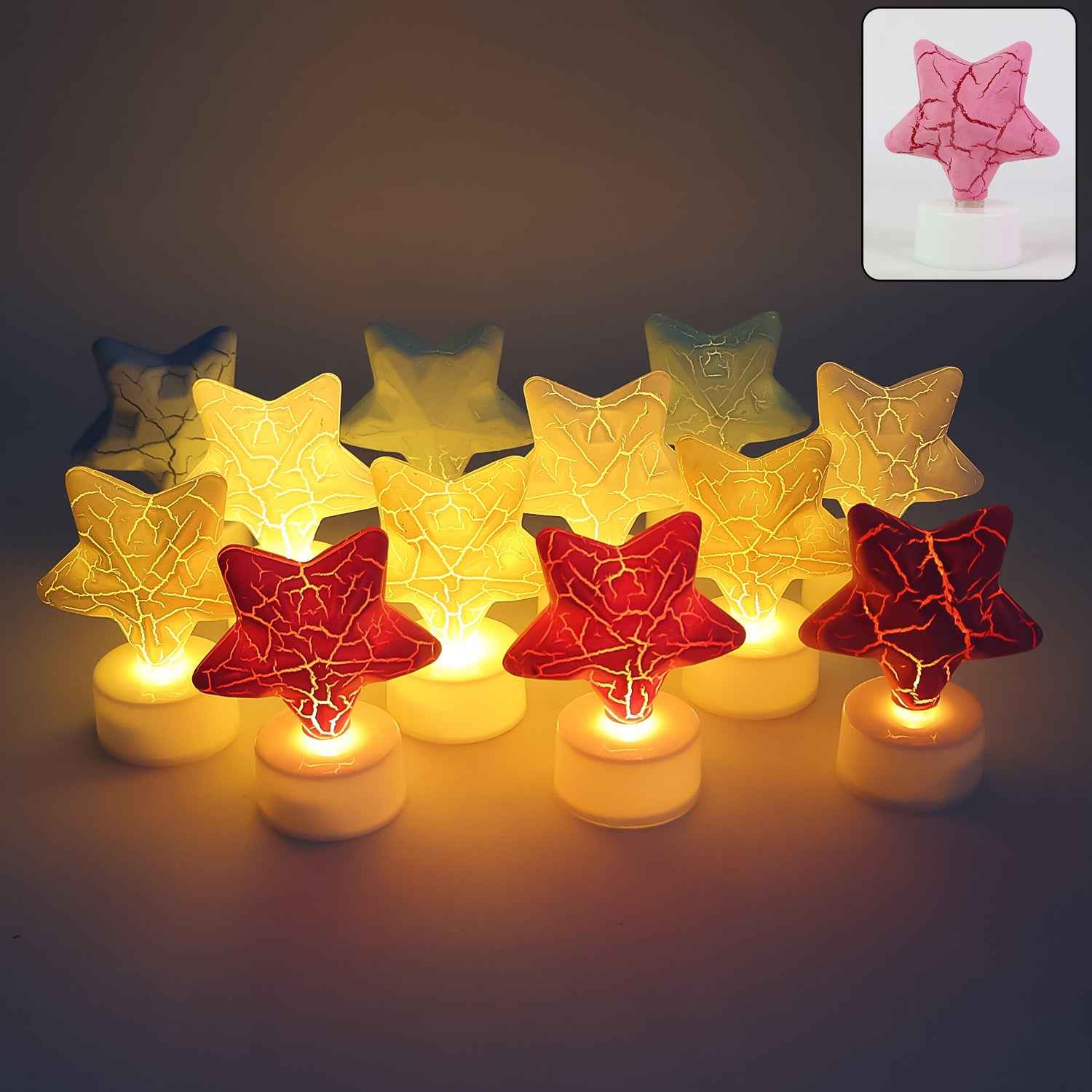 Star Shape Decorative Led Tealight Candles (12 Pc)