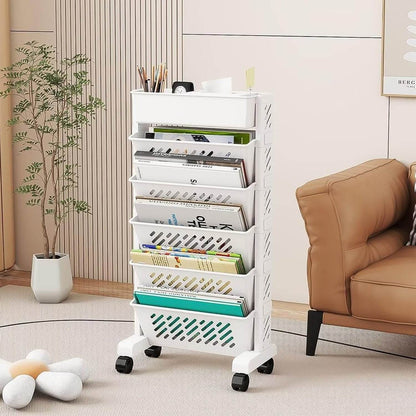 Movable Bookshelf Large Capacity Rotatable Plastic Rolling Organization Shelf  Rack - Best Deals at BeSh Deals®