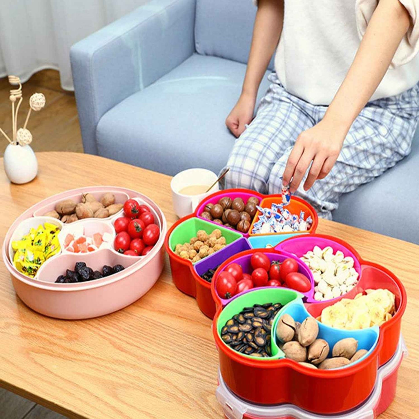 5 Compartments Party Food Storage Snack Nuts Box For Peanuts Fruits And Candy Box For Home Kitchen Use - BeSh Deals®
