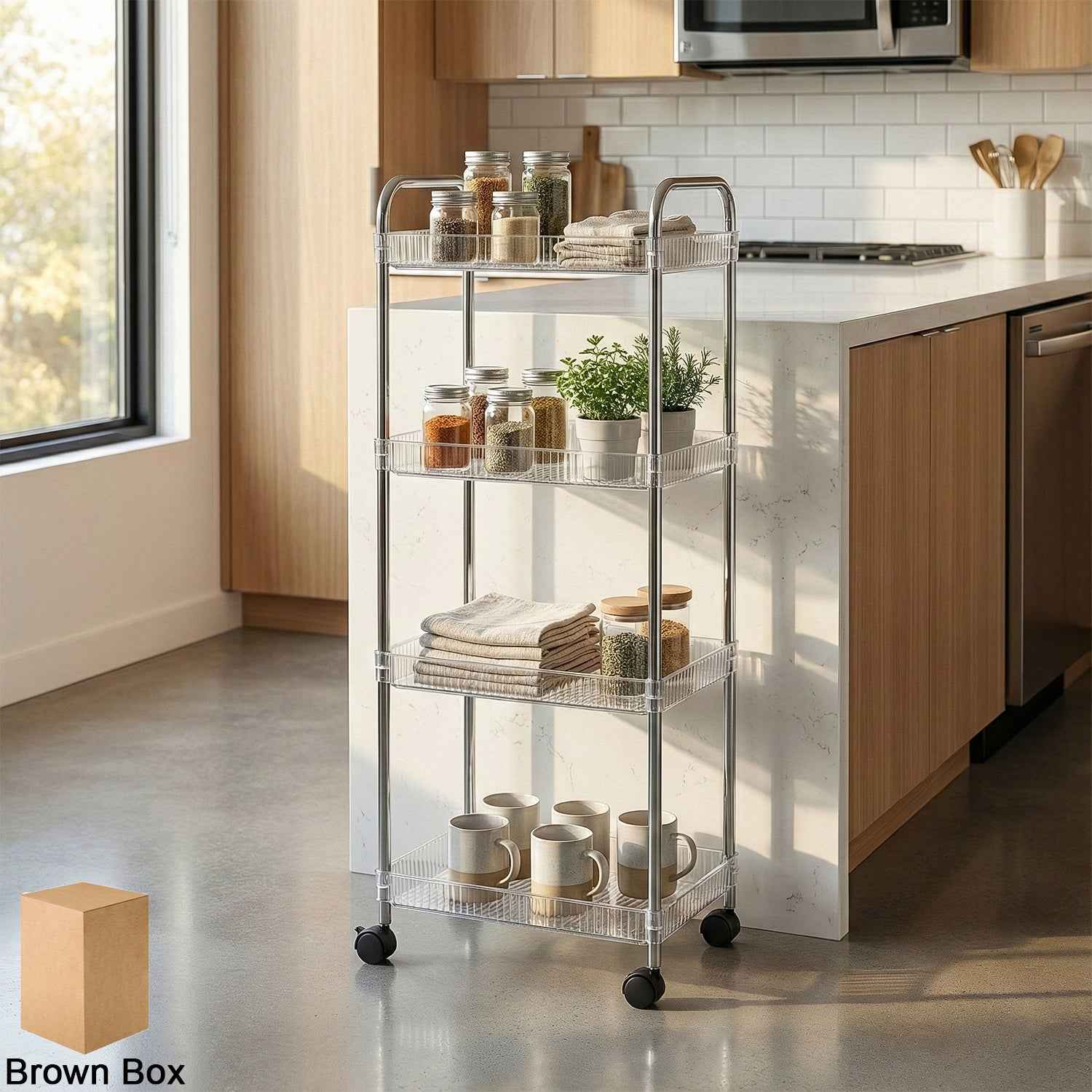 4 Layer Multipurpose Storage Trolley With Wheels