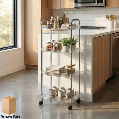 4 Layer Multipurpose Storage Trolley With Wheels