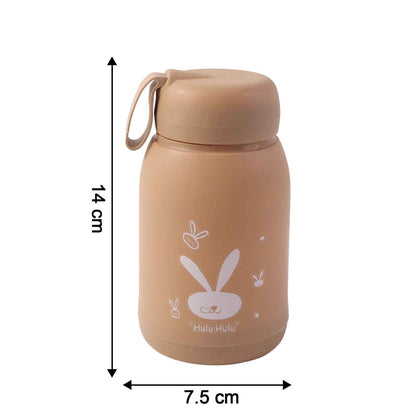 Cute Bunny Print Glass Drinking Brown Bottle (330ml  1 Pc)