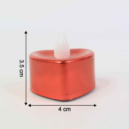 Heart Shaped Led Tea Light Candles (Mix Color  12 Pc)