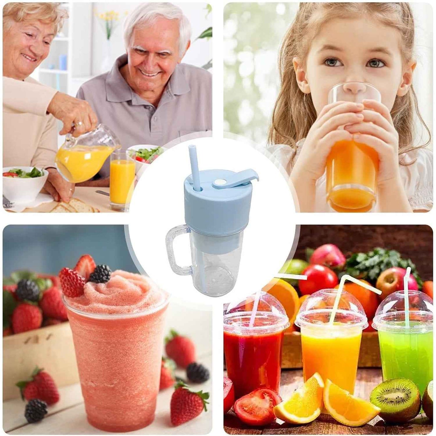 2 In1 Portable Crusher Juicer With Handle Straw For Smoothie Sipper USB Rechargeable (340 Ml) 6 Stainless Steel Blades Compact Juicer Mixer Juicer Portable Fresh Juice Blender Portable Electric Juicer ( 340 Ml ) - BeSh Deals®