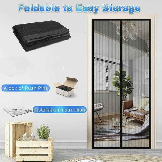 Door Curtain-Mesh Screen Net Home Magnetic Foldable Anti Mosquito Door Curtains (Pack of 2) - Best Deals at BeSh Deals®