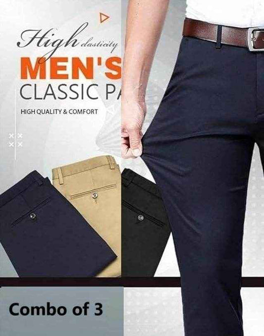 High Elasticity Men's Classic Pants (Pack of 3) - Best Deals at BeSh Deals®