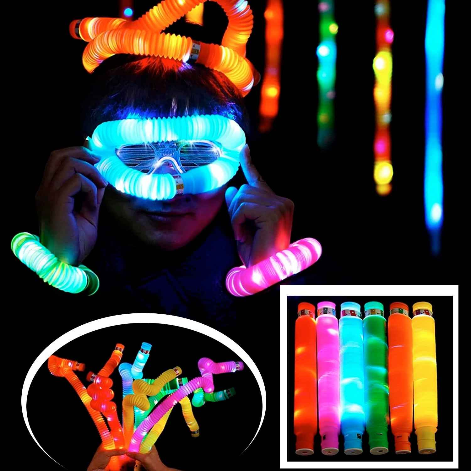 8055 Mini Pop Tubes Colourful Tubes Sensory Toys Stretch Pipe Toy Fidget Tube Toys Pull Tubes Fidget Toys Sensory Stretch Tubes Fun Tubes For Autism Children Kids Adult Reduce Anxiety (Pack Of 12)