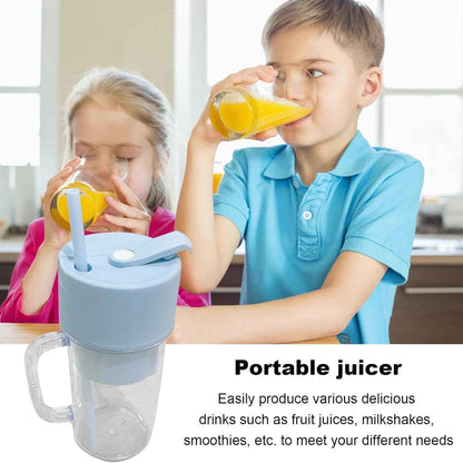 2 In1 Portable Crusher Juicer With Handle Straw For Smoothie Sipper USB Rechargeable (340 Ml) 6 Stainless Steel Blades Compact Juicer Mixer Juicer Portable Fresh Juice Blender Portable Electric Juicer ( 340 Ml ) - BeSh Deals®