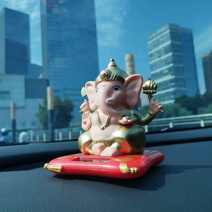 Solar-powered Dancing Ganesha Idol  Decorative Lord Ganpati Showpiece With Movement