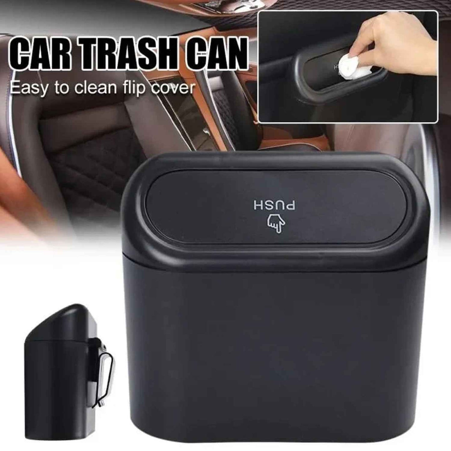 Mini Car Trash Can With Lid Waterproof Car Trash Bin Storage Box (1 Pc)