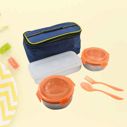 Airtight  Leak Proof Stainless Steel Container Multi Compartment Lunch Box Carry To All Type Lunch In Lunch Box  Premium Quality Lunch Box Ideal For Office  School Kids  Travelling Ideal (3 Different Lunch Box)