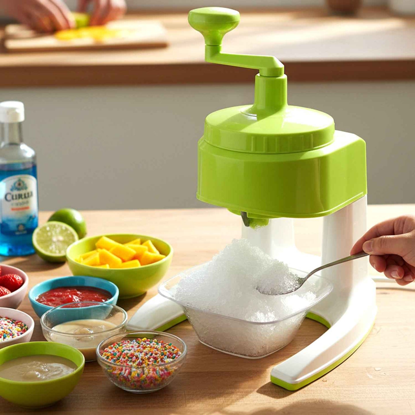 Manual Hand Crank Ice Crusher Snow Maker Machine (1 Set Mix Color)