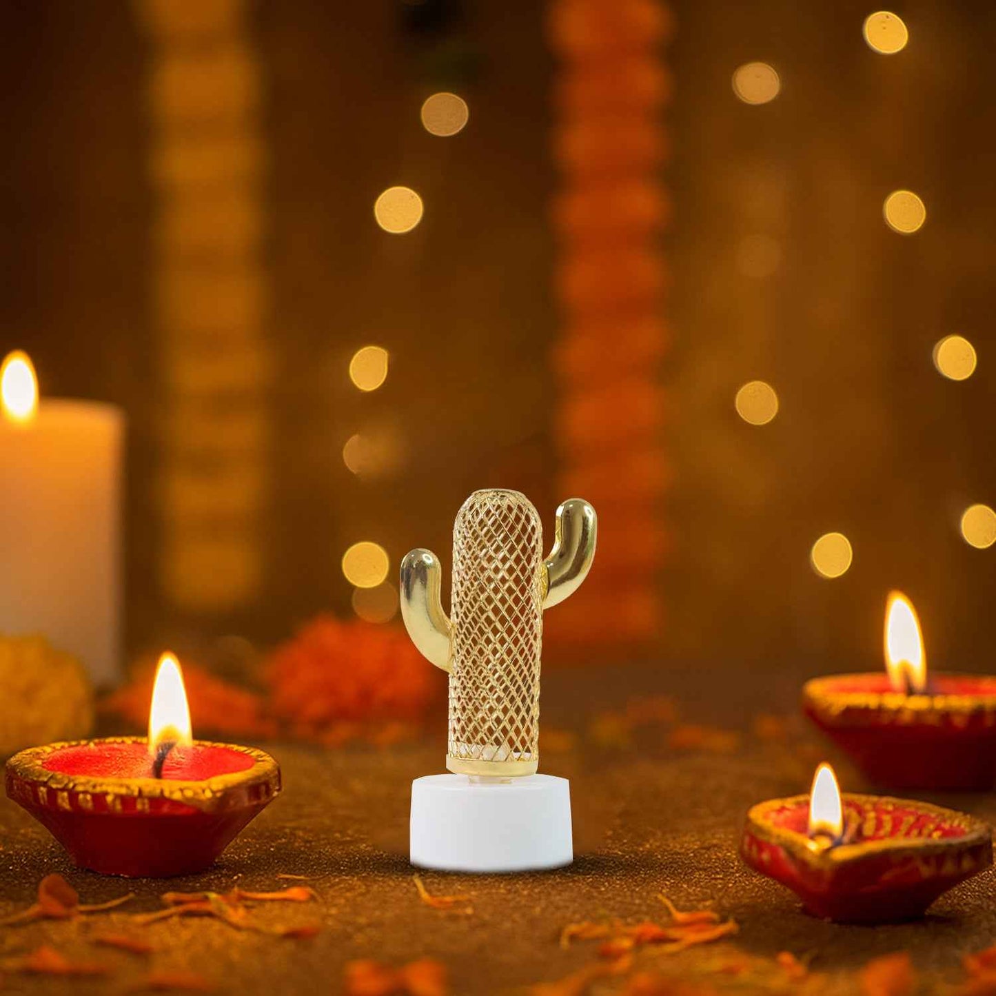 Decorative Cactus Shaped Flameless Led Candles (12 Pc)