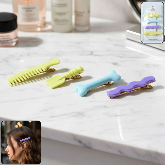 Decorative Alligator Hair Clips Set For Girls  Women  Cute Styling Pins (4 Pc)