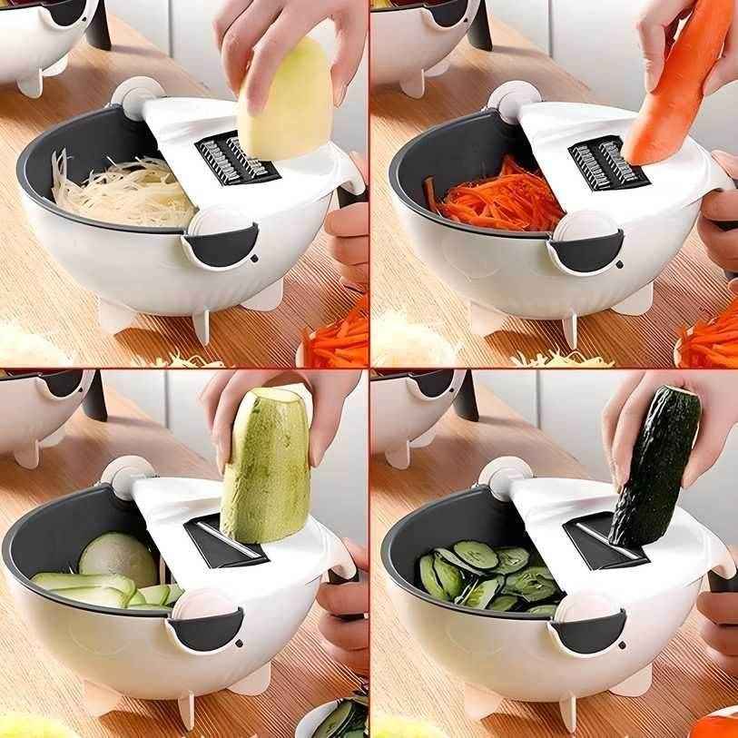 Vegetable Cutter- 7 in 1 Multifunction Magic Rotate Vegetable Cutter with Drain Basket Large Capacity - Best Deals at BeSh Deals®
