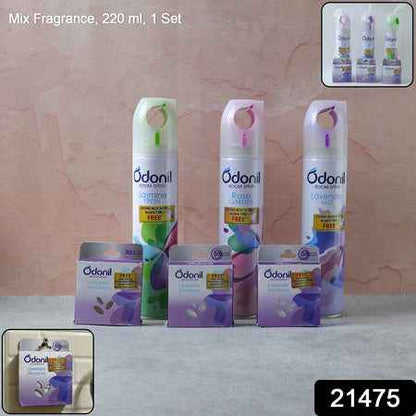 Room Spray And Air Freshener Blocks Combo Set (1 Set Mix Fragrance 220 Ml)