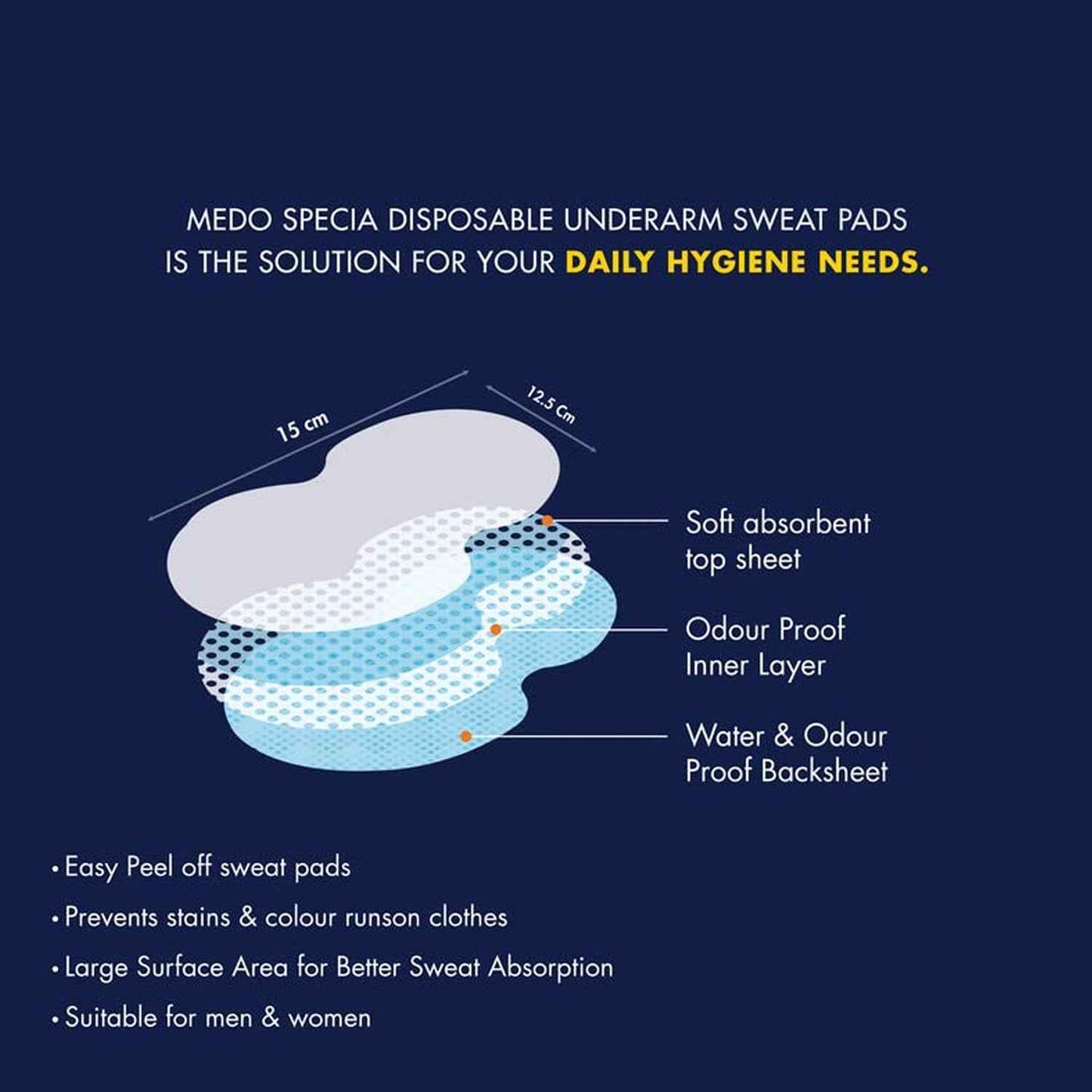 0978 Underarms Sweat Pads Disposable Highly Absorbent Pads Cotton Anti-allergic Anti Bacteria Anti Smell Underarm Perspiration Pad For Men And Women (Pack Of 10)