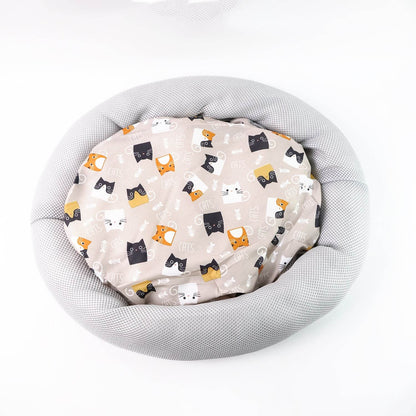 Round Soft Plush Cat Bed With Cartoon Cat Print Cushion  1 Pc - Best Deals at BeSh Deals®
