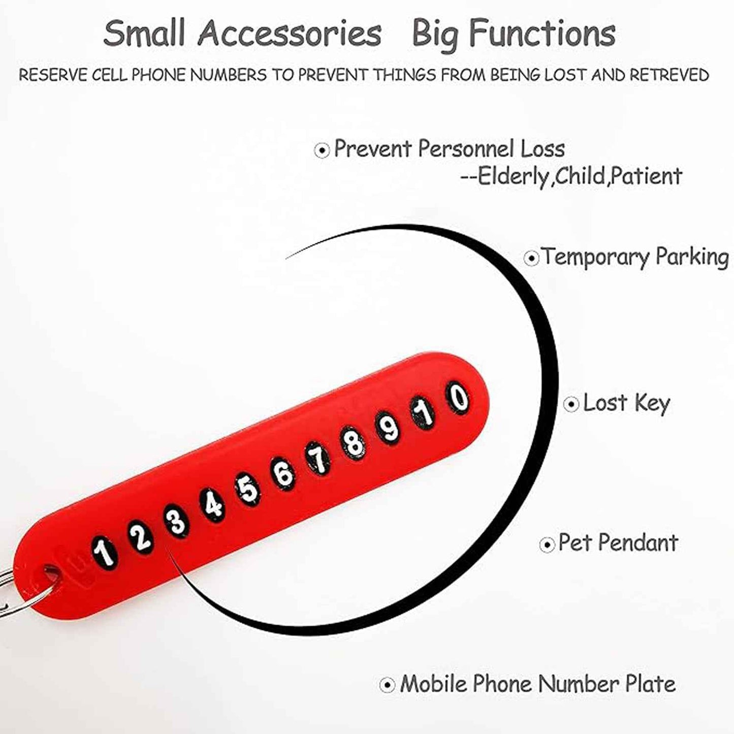 Anti-lost Keychain With Number Plate  1 Pc