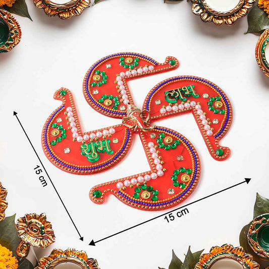 Acrylic Swastik Shubh Labh Wall Hanging  (1 Pc)