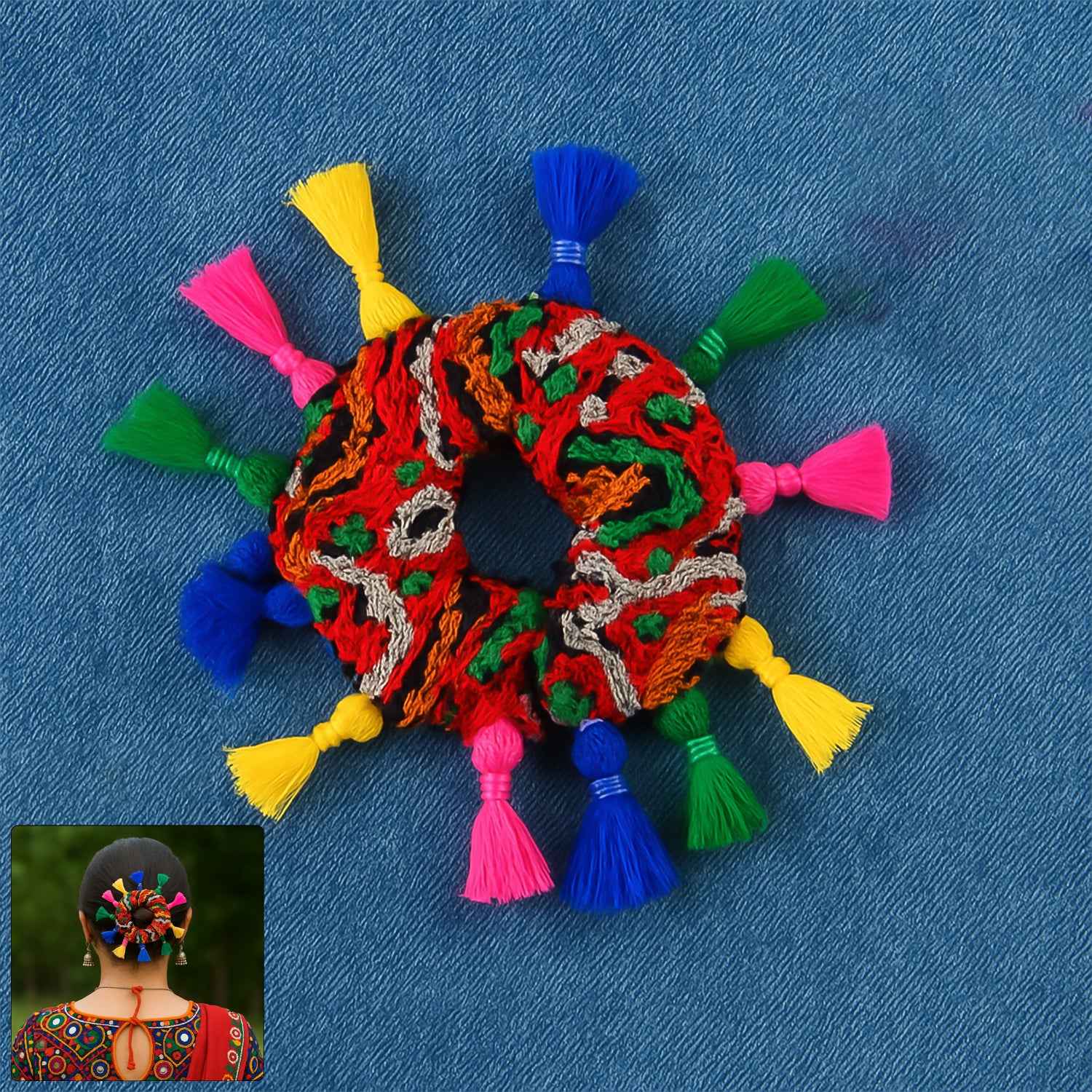 Traditional Multicolor Navratri Hair Bun (1 Pc)