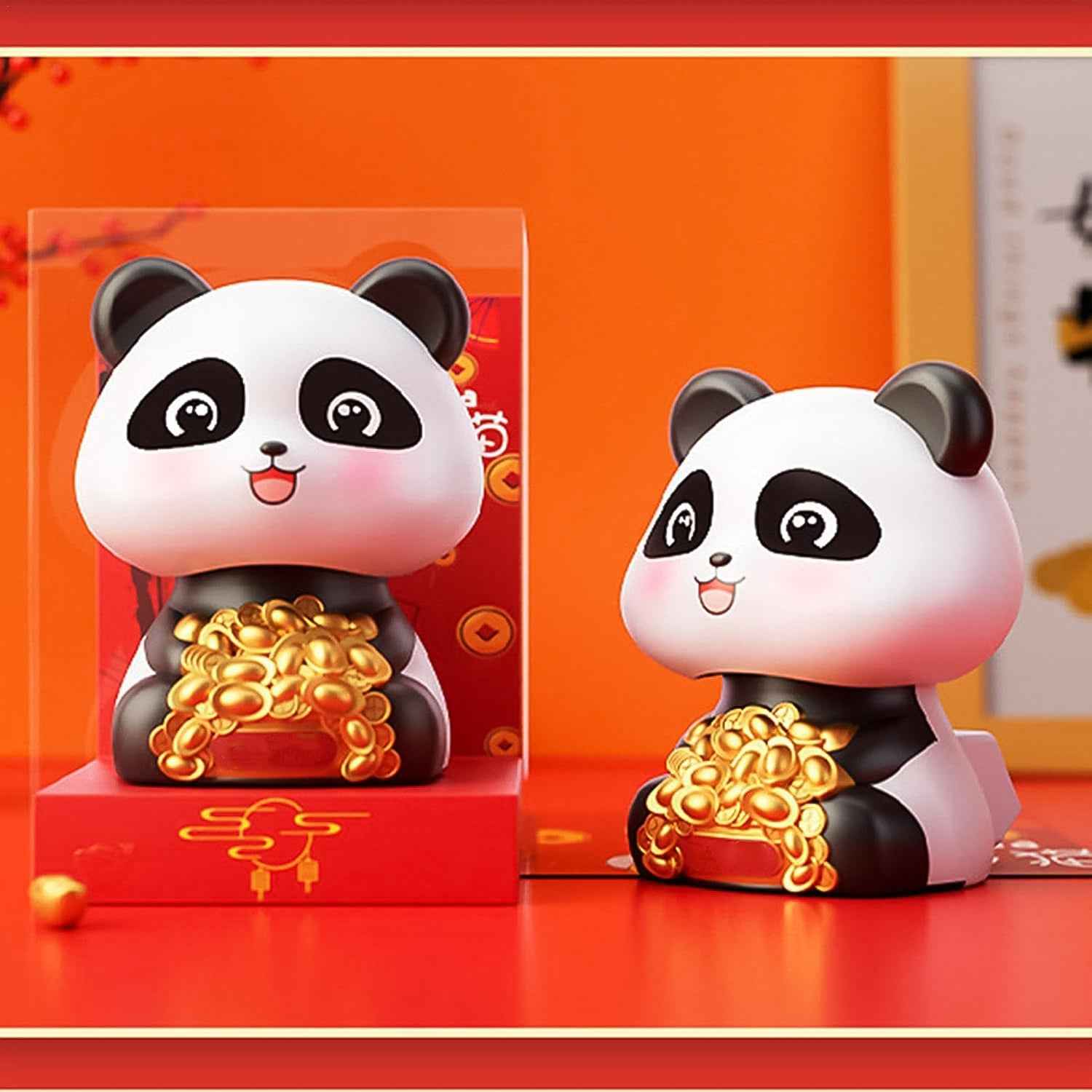 Car Decoration Solar Power Moving Head Panda Statue Creative (1 Pc)
