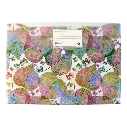 Printed A4 Document Folder  Leaf Design With Button Closure  Label Slot (1 Pc)