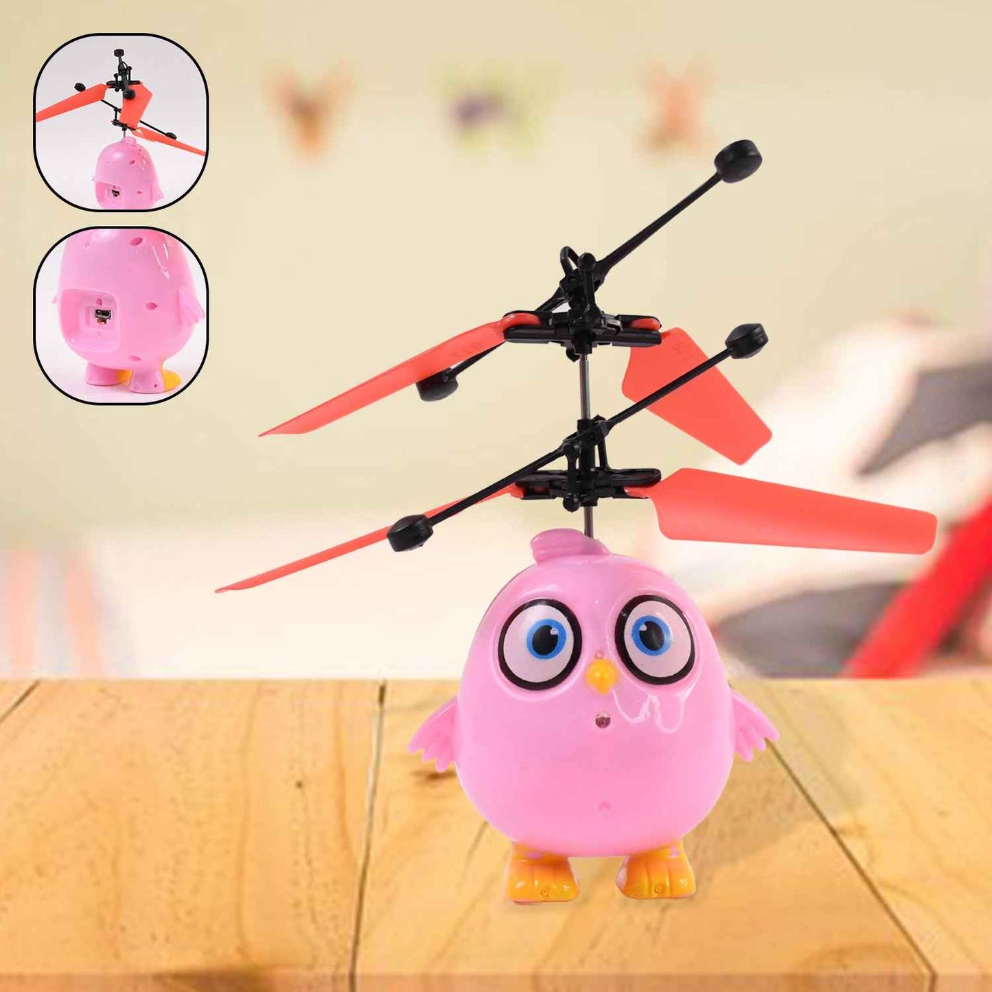 Flying Bird Rc Toy With Led Amp Remote Control  Pink Owl Design (1 Set)
