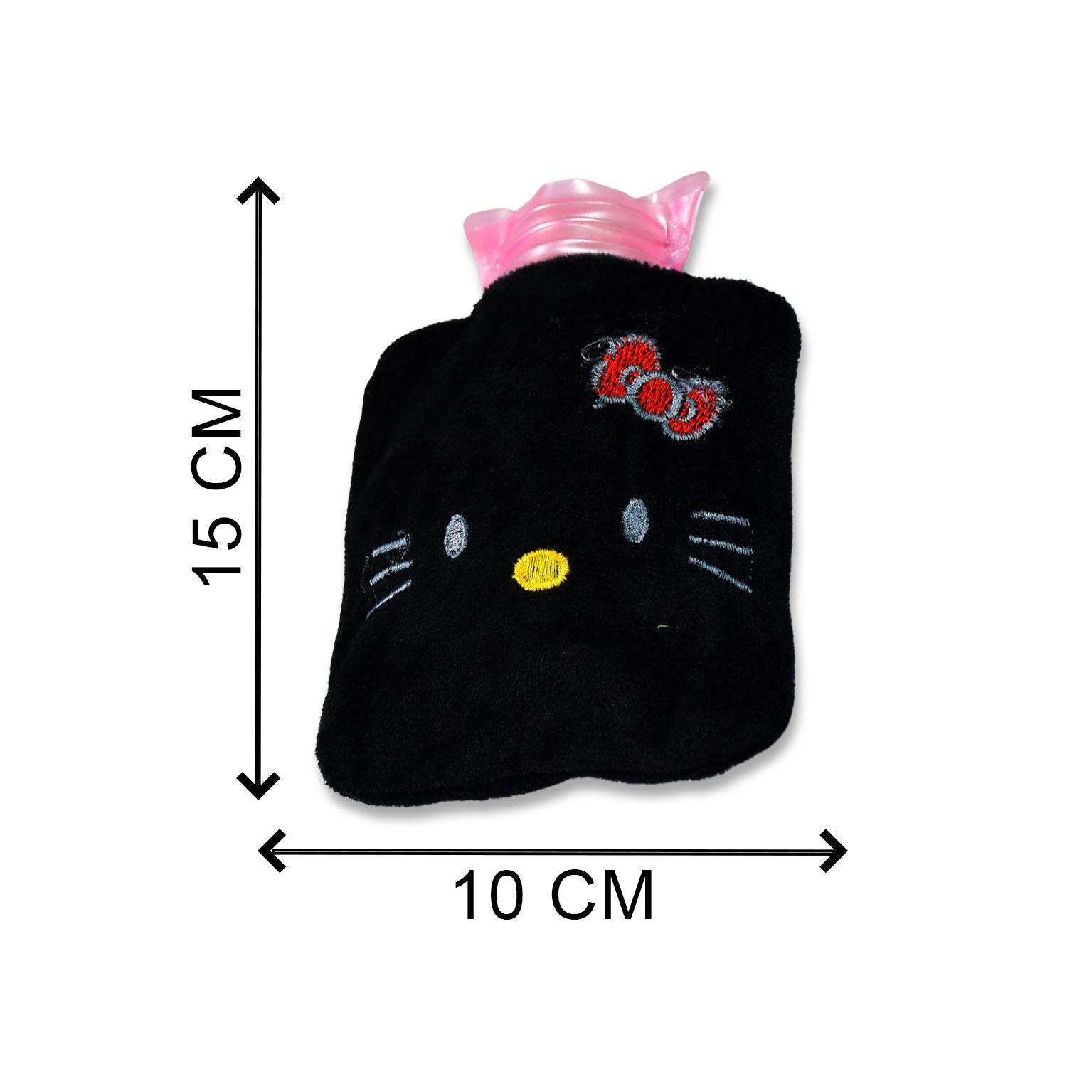 6513 Black Hello Kitty Small Hot Water Bag With Cover For Pain Relief Neck Shoulder Pain And Hand Feet Warmer Menstrual Cramps. - Best Deals at BeSh Deals®