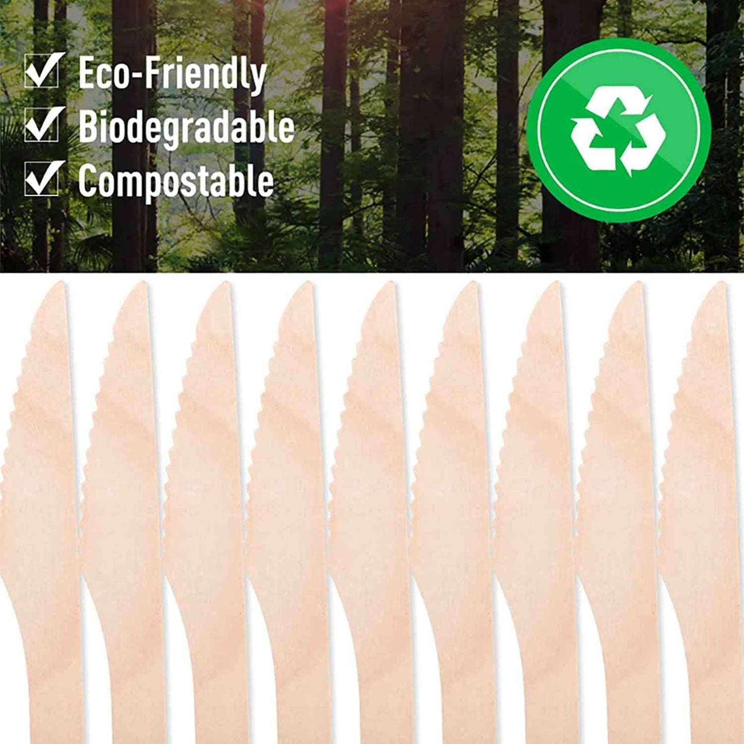 165mm Wooden Knife  30 Pcs Pack