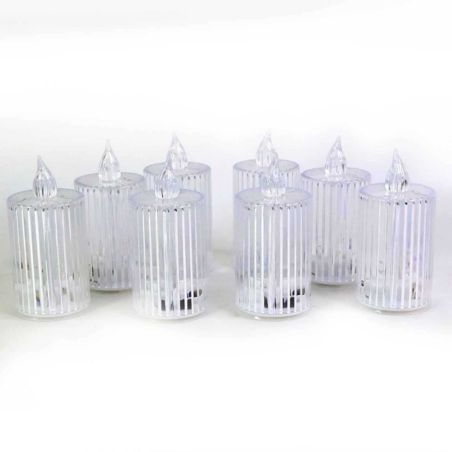 Premium Crystal Effect Led Flameless Candle Lights (8 Pc)