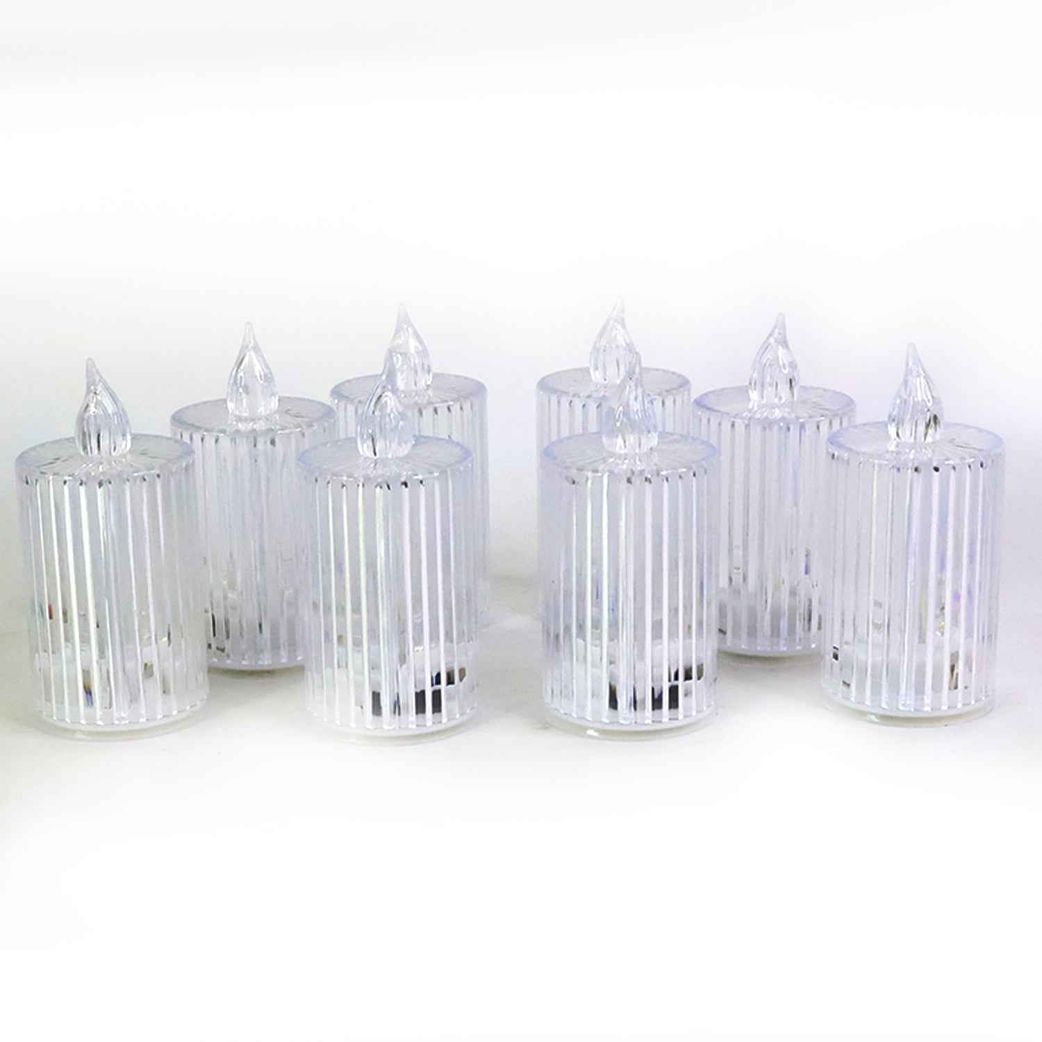 Premium Crystal Effect Led Flameless Candle Lights (8 Pc)