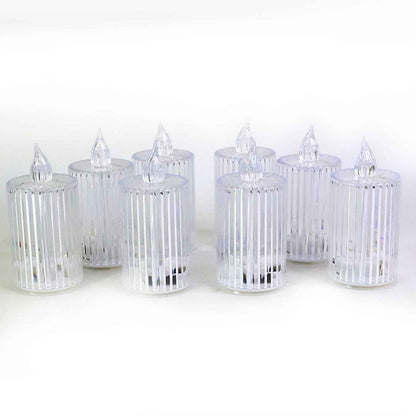 Premium Crystal Effect Led Flameless Candle Lights (8 Pc)