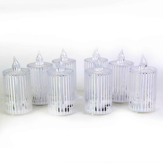 Premium Crystal Effect Led Flameless Candle Lights (8 Pc)